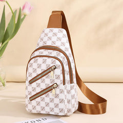 Plaid Pattern Sling Backpack Zipper Front Chest Bag Lightweight Crossbody Bag