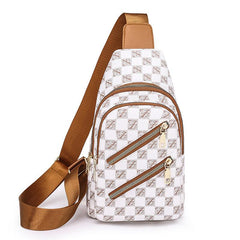 Plaid Pattern Sling Backpack Zipper Front Chest Bag Lightweight Crossbody Bag