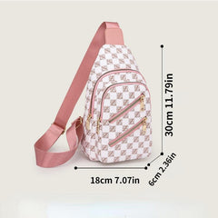 Plaid Pattern Sling Backpack Zipper Front Chest Bag Lightweight Crossbody Bag