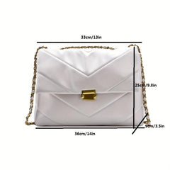 Quilted Zipper Shoulder Bag Chain Strap Crossbody Bag