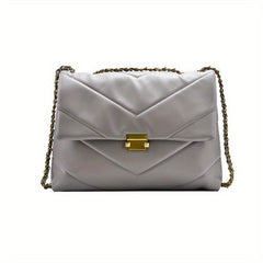 Quilted Zipper Shoulder Bag Chain Strap Crossbody Bag