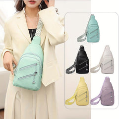 Double Zipper Front Sling Bag Wide Guitar Strap Crossbody Bag