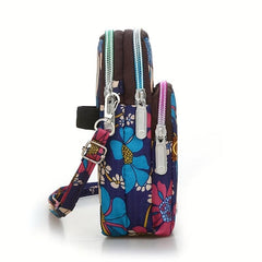 Flower Pattern Mobile Phone Bag Running Armband Lightweight Nylon Crossbody Bag