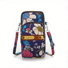 Flower Pattern Mobile Phone Bag Running Armband Lightweight Nylon Crossbody Bag