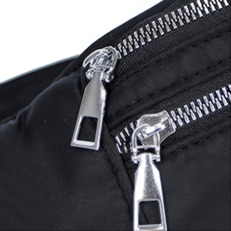 Women's Nylon Waist Bag with Double Zipper Pockets