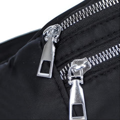 Women's Nylon Waist Bag with Double Zipper Pockets