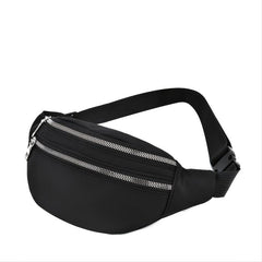 Women's Nylon Waist Bag with Double Zipper Pockets