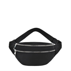 Women's Nylon Waist Bag with Double Zipper Pockets