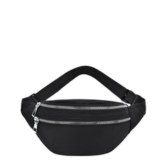Women's Nylon Waist Bag with Double Zipper Pockets