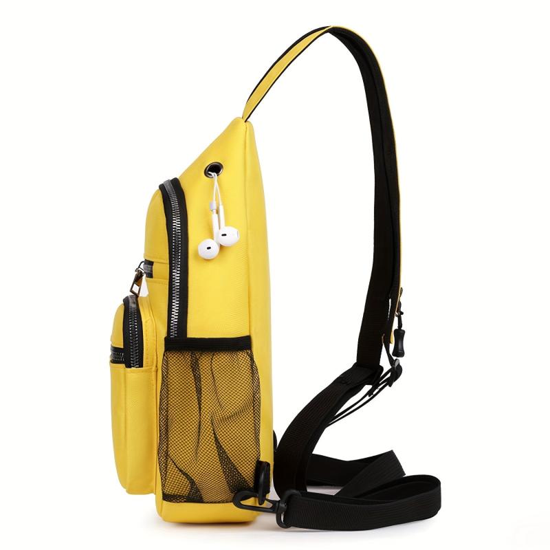 Casual Solid Chest Bag Dacron Foldable Sling Bag Portable