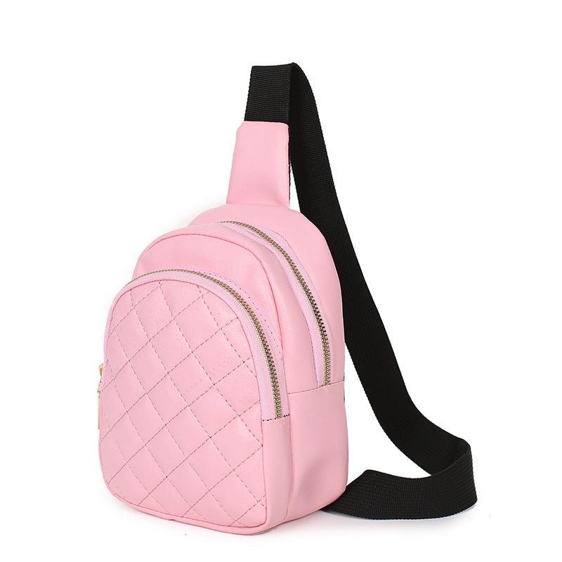 Argyle Quilted Sling Bag Women's Solid Zipper Purse Crossbody Chest Bag