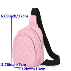 Argyle Quilted Sling Bag Women's Solid Zipper Purse Crossbody Chest Bag