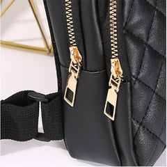Argyle Quilted Sling Bag Women's Solid Zipper Purse Crossbody Chest Bag