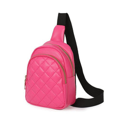 Argyle Quilted Sling Bag Women's Solid Zipper Purse Crossbody Chest Bag