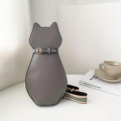 Cat Shape Sling Backpack Cartoon Crossbody Bag Creative PU Leather Chest Bag