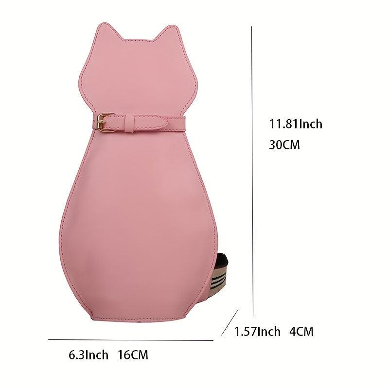 Cat Shape Sling Backpack Cartoon Crossbody Bag Creative PU Leather Chest Bag