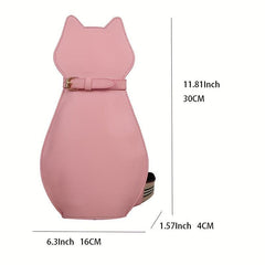 Cat Shape Sling Backpack Cartoon Crossbody Bag Creative PU Leather Chest Bag