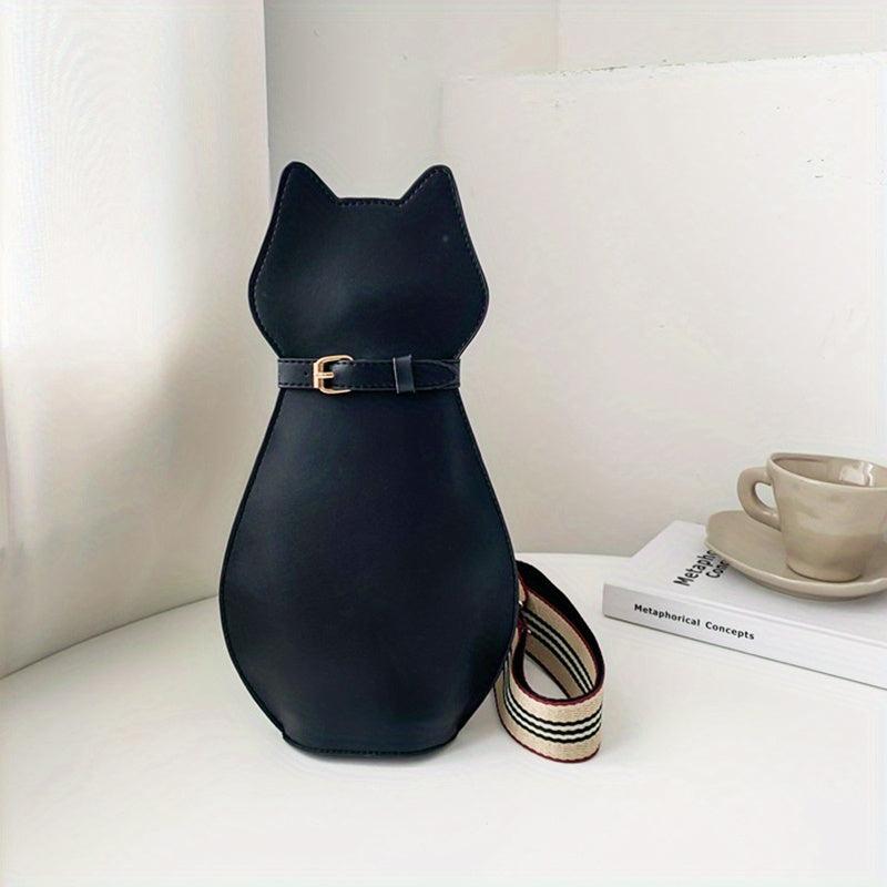 Cat Shape Sling Backpack Cartoon Crossbody Bag Creative PU Leather Chest Bag