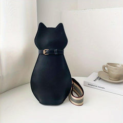 Cat Shape Sling Backpack Cartoon Crossbody Bag Creative PU Leather Chest Bag