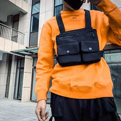 Hip Hop Tactical Vest Chest Bag Tooling Vest Backpack