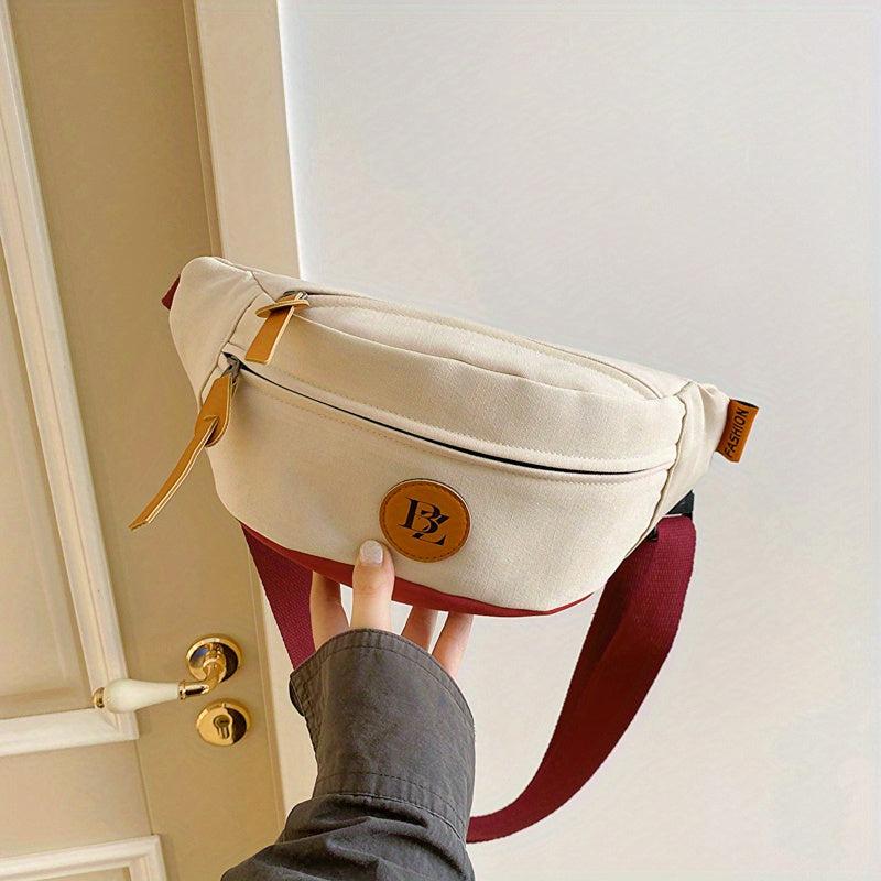 Colorblock Casual Chest Bag Zipper Crossbody Bag