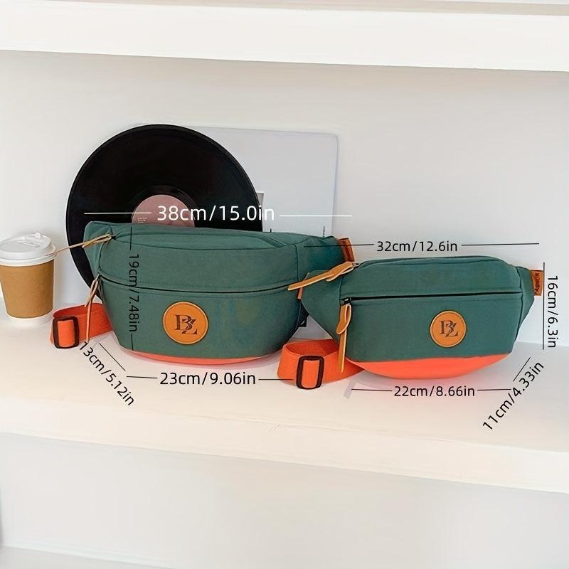 Colorblock Casual Chest Bag Zipper Crossbody Bag