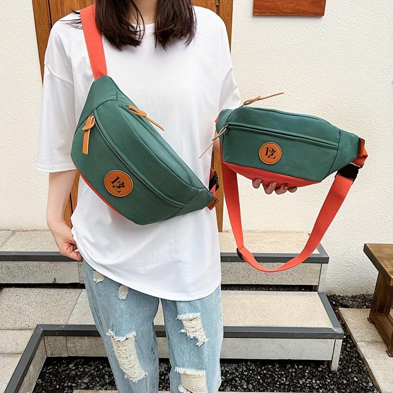 Colorblock Casual Chest Bag Zipper Crossbody Bag
