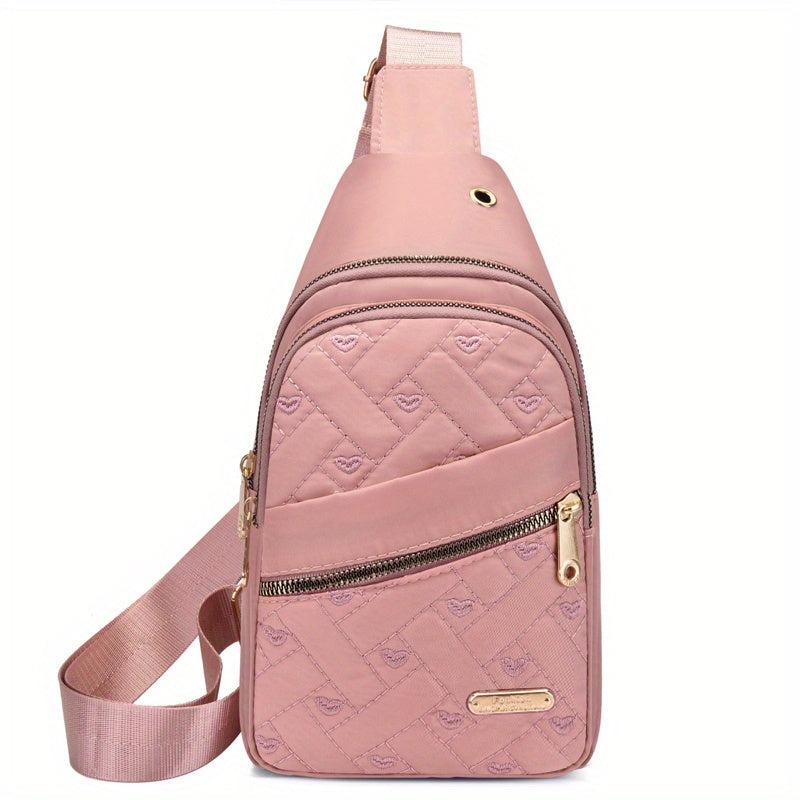 Casual Love Embroidery Sling Bag Solid Crossbody Bag