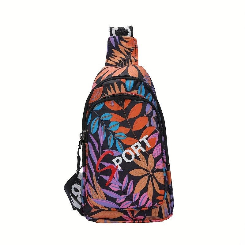Vintage Leaves Pattern Sling Bag Classic Casual Chest Bag Versatile Fancy Pack