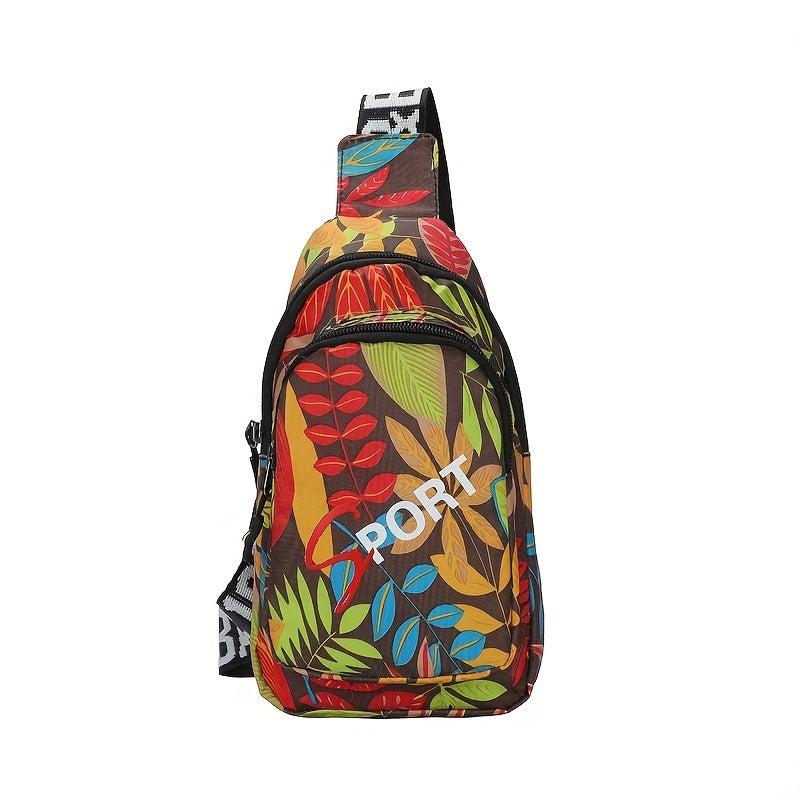 Vintage Leaves Pattern Sling Bag Classic Casual Chest Bag Versatile Fancy Pack