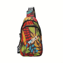 Vintage Leaves Pattern Sling Bag Classic Casual Chest Bag Versatile Fancy Pack
