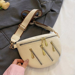 Minimalist Zipper Crossbody Bag PU Chest Bag Women's Stylish Sling Purse