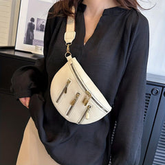 Minimalist Zipper Crossbody Bag PU Chest Bag Women's Stylish Sling Purse