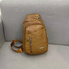 Retro Style Sling Backpack PU Leather Crossbody Bag for Outdoor Travel
