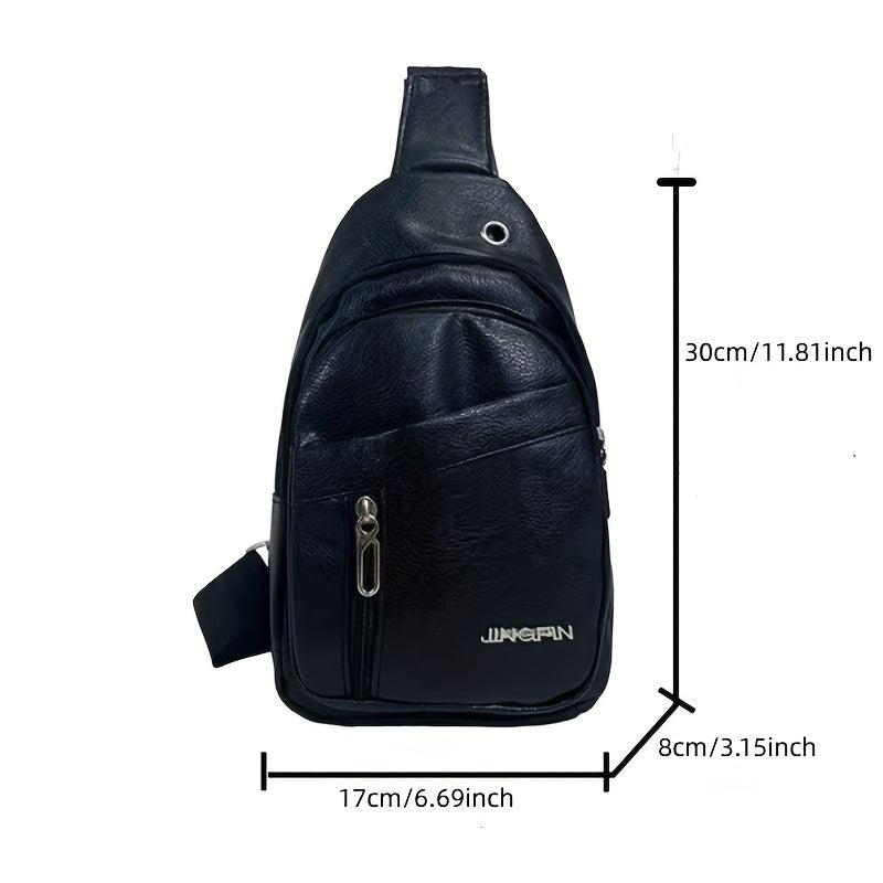 Retro Style Sling Backpack PU Leather Crossbody Bag for Outdoor Travel