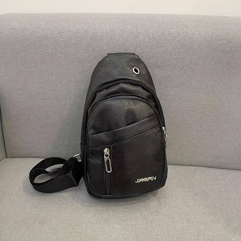 Retro Style Sling Backpack PU Leather Crossbody Bag for Outdoor Travel