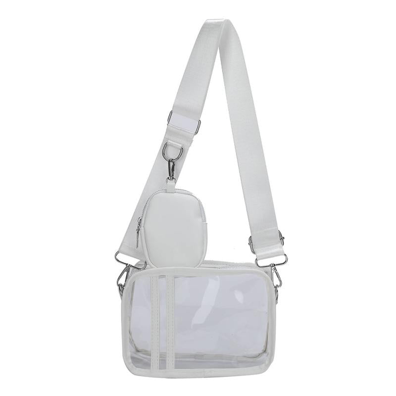 2Pcs Transparent Bag Set PVC Crossbody Bag Waterproof Square Bag