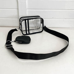 2Pcs Transparent Bag Set PVC Crossbody Bag Waterproof Square Bag