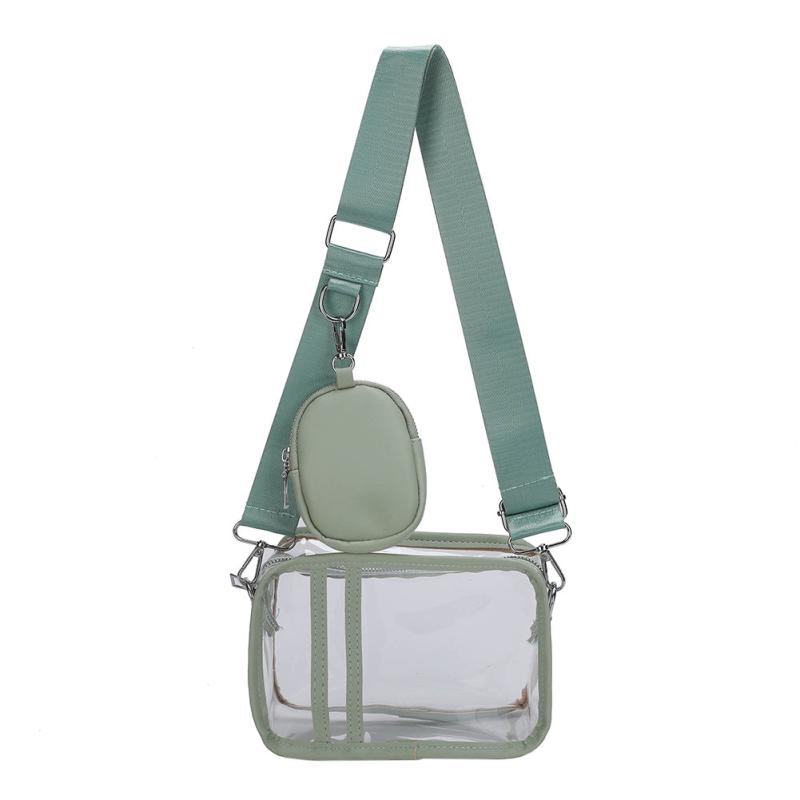 2Pcs Transparent Bag Set PVC Crossbody Bag Waterproof Square Bag