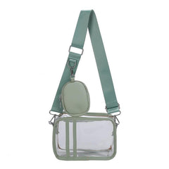 2Pcs Transparent Bag Set PVC Crossbody Bag Waterproof Square Bag