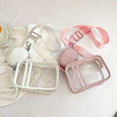2Pcs Transparent Bag Set PVC Crossbody Bag Waterproof Square Bag
