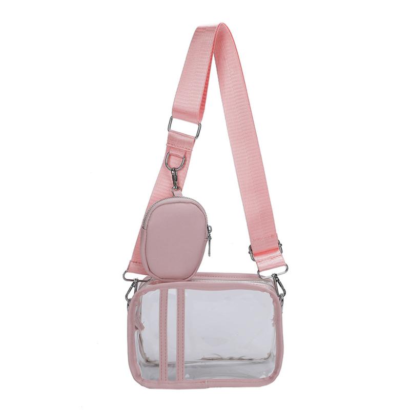2Pcs Transparent Bag Set PVC Crossbody Bag Waterproof Square Bag