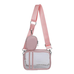 2Pcs Transparent Bag Set PVC Crossbody Bag Waterproof Square Bag