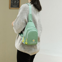 Daisy & Letter Embroidery Sling Bag Casual Chest Bag Zipper Purse
