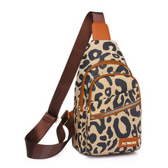 Leopard Pattern Sling Crossbody Bag Zipper Chest Bag
