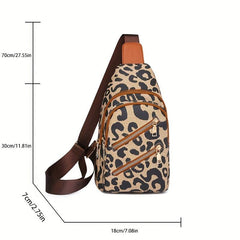 Leopard Pattern Sling Crossbody Bag Zipper Chest Bag