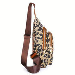 Leopard Pattern Sling Crossbody Bag Zipper Chest Bag