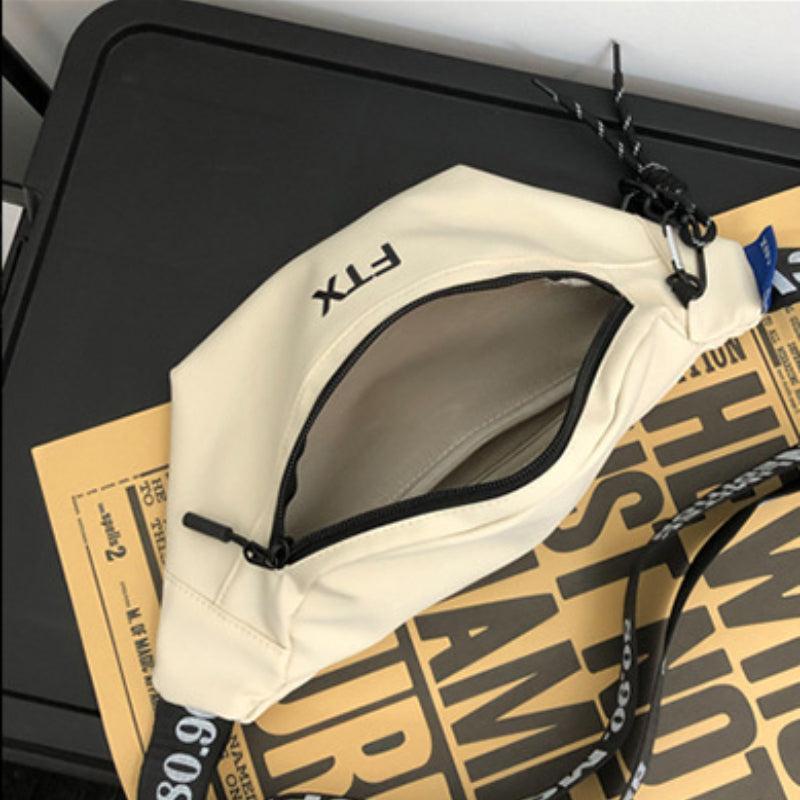 Letter Print Crescent Crossbody Bag with Strap