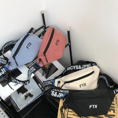 Letter Print Crescent Crossbody Bag with Strap