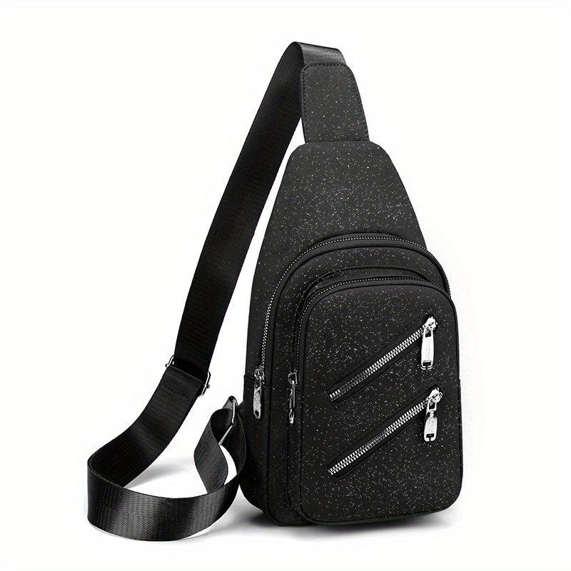 Starry Chest Purse Zipper Front Sling Bag Women's Nylon Crossbody Bag